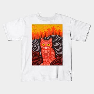 Riso-graphic Cat's Joyful Field Kids T-Shirt